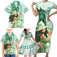 Kentucky Horse Racing Family Matching Short Sleeve Bodycon Dress and Hawaiian Shirt Fancy Lady With Derby Mint Julep Cocktail - Wonder Print Shop