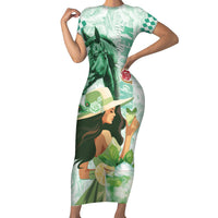 Kentucky Horse Racing Family Matching Short Sleeve Bodycon Dress and Hawaiian Shirt Fancy Lady With Derby Mint Julep Cocktail - Wonder Print Shop