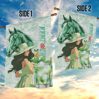 Kentucky Horse Racing Garden Flag Fancy Lady With Derby Mint Julep Cocktail - Wonder Print Shop