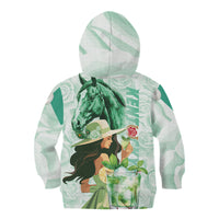 Kentucky Horse Racing Kid Hoodie Fancy Lady With Derby Mint Julep Cocktail - Wonder Print Shop