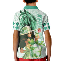 Kentucky Horse Racing Kid Polo Shirt Fancy Lady With Derby Mint Julep Cocktail - Wonder Print Shop