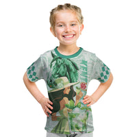 Kentucky Horse Racing Kid T Shirt Fancy Lady With Derby Mint Julep Cocktail - Wonder Print Shop
