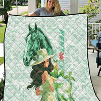 Kentucky Horse Racing Quilt Fancy Lady With Derby Mint Julep Cocktail - Wonder Print Shop