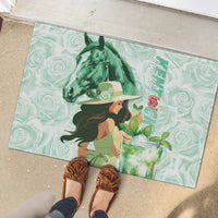 Kentucky Horse Racing Rubber Doormat Fancy Lady With Derby Mint Julep Cocktail - Wonder Print Shop