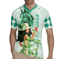 Kentucky Horse Racing Rugby Jersey Fancy Lady With Derby Mint Julep Cocktail - Wonder Print Shop