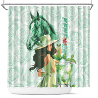 Kentucky Horse Racing Shower Curtain Fancy Lady With Derby Mint Julep Cocktail