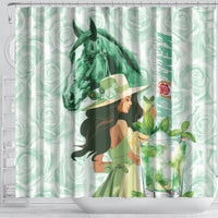 Kentucky Horse Racing Shower Curtain Fancy Lady With Derby Mint Julep Cocktail