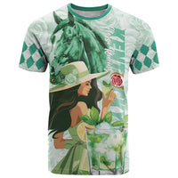 Kentucky Horse Racing T Shirt Fancy Lady With Derby Mint Julep Cocktail - Wonder Print Shop