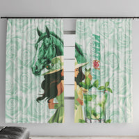 Kentucky Horse Racing Window Curtain Fancy Lady With Derby Mint Julep Cocktail - Wonder Print Shop