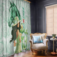 Kentucky Horse Racing Window Curtain Fancy Lady With Derby Mint Julep Cocktail - Wonder Print Shop