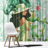 Kentucky Horse Racing Window Curtain Fancy Lady With Derby Mint Julep Cocktail - Wonder Print Shop