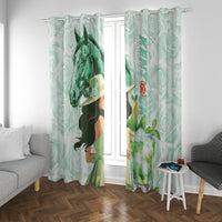 Kentucky Horse Racing Window Curtain Fancy Lady With Derby Mint Julep Cocktail - Wonder Print Shop