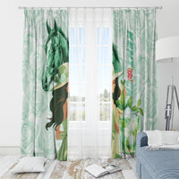 Kentucky Horse Racing Window Curtain Fancy Lady With Derby Mint Julep Cocktail - Wonder Print Shop