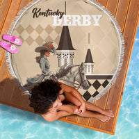 Kentucky Horse Racing Beach Blanket Derby Lady Riding Horse Twin Spires - Wonder Print Shop
