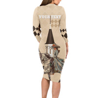 Personalized Kentucky Horse Racing Long Sleeve Bodycon Dress Derby Lady Riding Horse Twin Spires - Wonder Print Shop