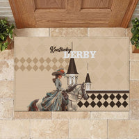 Kentucky Horse Racing Rubber Doormat Derby Lady Riding Horse Twin Spires - Wonder Print Shop