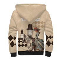 Personalized Kentucky Horse Racing Sherpa Hoodie Derby Lady Riding Horse Twin Spires - Wonder Print Shop