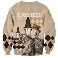 Personalized Kentucky Horse Racing Sweatshirt Derby Lady Riding Horse Twin Spires - Wonder Print Shop