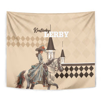 Kentucky Horse Racing Tapestry Derby Lady Riding Horse Twin Spires - Wonder Print Shop