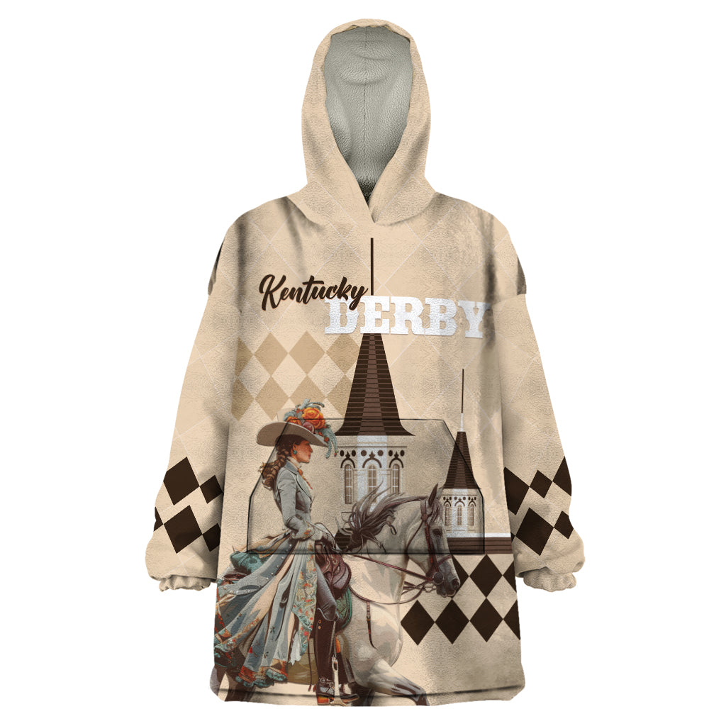 Personalized Kentucky Horse Racing Wearable Blanket Hoodie Derby Lady Riding Horse Twin Spires LT01