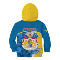 Custom Sweden Kid Hoodie Swedish Lion With Coat Of Arms - Wonder Print Shop
