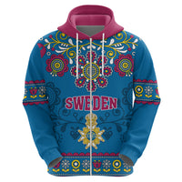 Sweden Hoodie Swedish Three Crown Mix Scandinavian Flowers - Wonder Print Shop