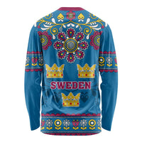 Sweden Long Sleeve Shirt Swedish Three Crown Mix Scandinavian Flowers LT01