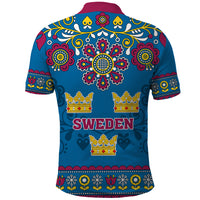 Sweden Polo Shirt Swedish Three Crown Mix Scandinavian Flowers - Wonder Print Shop