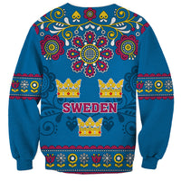 Sweden Sweatshirt Swedish Three Crown Mix Scandinavian Flowers - Wonder Print Shop
