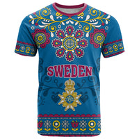 Sweden T Shirt Swedish Three Crown Mix Scandinavian Flowers - Wonder Print Shop
