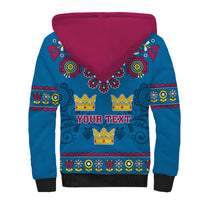 Custom Sweden Sherpa Hoodie Swedish Three Crown Mix Scandinavian Flowers - Wonder Print Shop