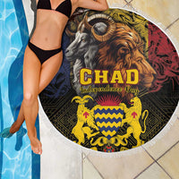 Chad Independence Day 1960 Beach Blanket Tchad Goat and Lion African Pattern - Wonder Print Shop