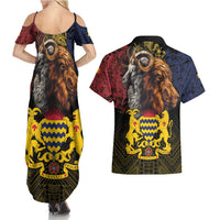 Chad Independence Day 1960 Couples Matching Summer Maxi Dress and Hawaiian Shirt Tchad Goat and Lion African Pattern - Wonder Print Shop