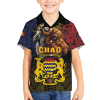Chad Independence Day 1960 Family Matching Short Sleeve Bodycon Dress and Hawaiian Shirt Tchad Goat and Lion African Pattern - Wonder Print Shop