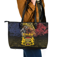 Chad Independence Day 1960 Leather Tote Bag Tchad Goat and Lion African Pattern - Wonder Print Shop