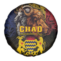 Chad Independence Day 1960 Spare Tire Cover Tchad Goat and Lion African Pattern - Wonder Print Shop
