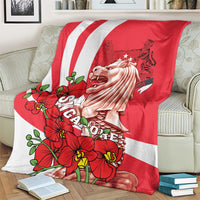 Singapore Blanket The Merlion With Red Orchid