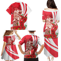 Singapore Family Matching Puletasi and Hawaiian Shirt The Merlion With Red Orchid - Wonder Print Shop