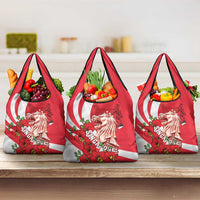 Singapore Grocery Bag The Merlion With Red Orchid