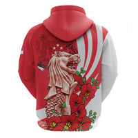 Singapore Hoodie The Merlion With Red Orchid - Wonder Print Shop