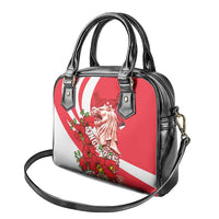 Singapore Shoulder Handbag The Merlion With Red Orchid