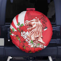 Singapore Spare Tire Cover The Merlion With Red Orchid - Wonder Print Shop