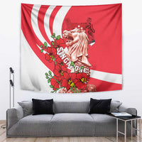 Singapore Tapestry The Merlion With Red Orchid - Wonder Print Shop