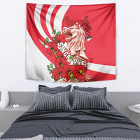 Singapore Tapestry The Merlion With Red Orchid - Wonder Print Shop