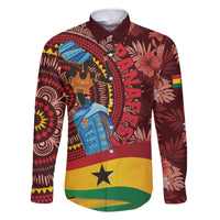Panafest Family Matching Off The Shoulder Long Sleeve Dress and Hawaiian Shirt Ghana Tropical African Pattern - Wonder Print Shop