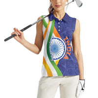 India Independence Day Women Sleeveless Polo Shirt Mandala Paisley Floral - Wonder Print Shop