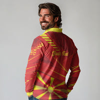 Personalised Macedonia Long Sleeve Polo Shirt Flag Color Inspired