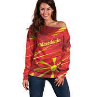 Personalised Macedonia Off Shoulder Sweater Flag Color Inspired