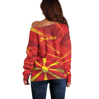 Personalised Macedonia Off Shoulder Sweater Flag Color Inspired