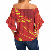 Personalised Macedonia Off Shoulder Wrap Waist Top Flag Color Inspired